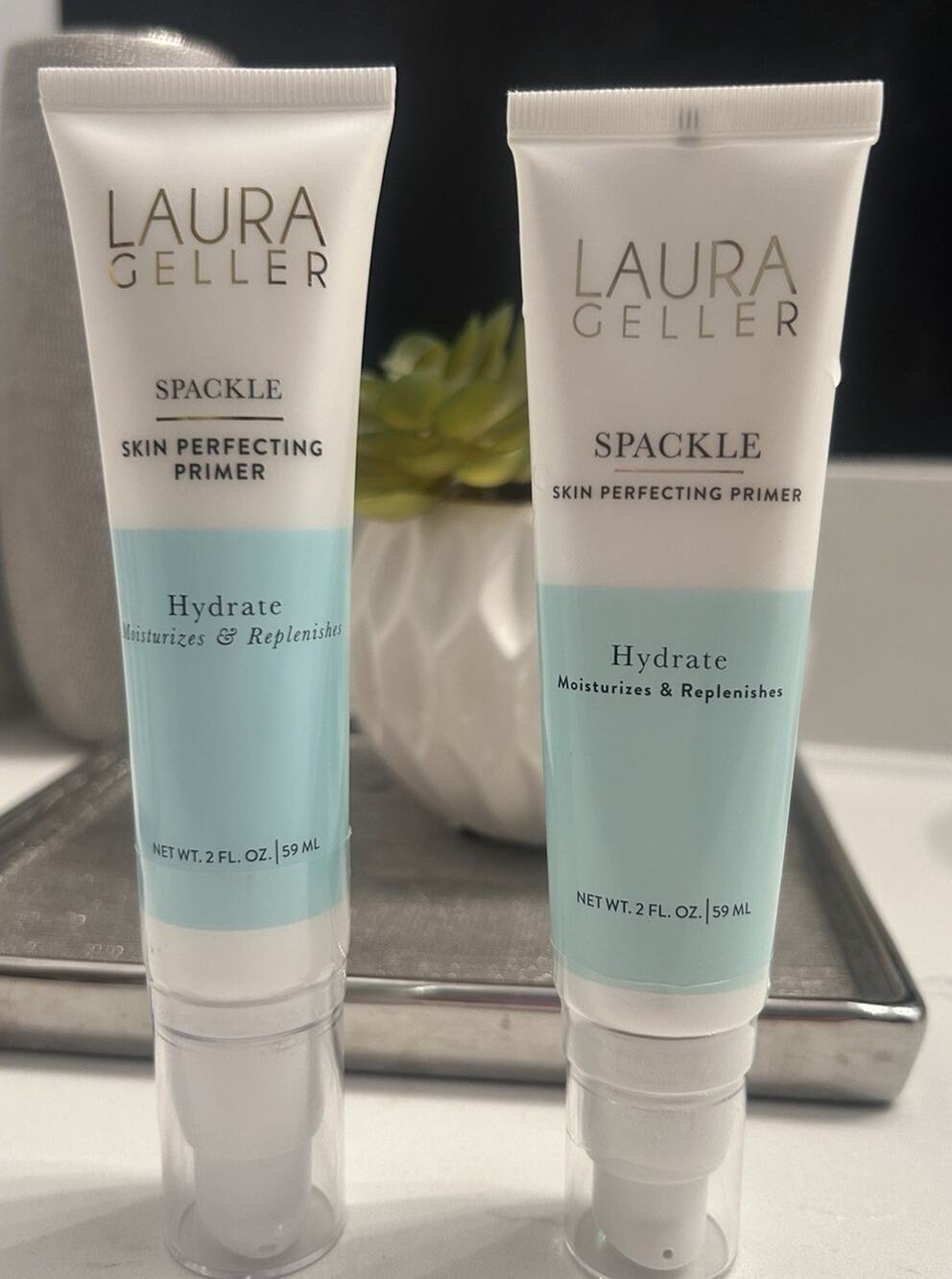 (2) Laura Geller Spackle Hydrating Skin Perfecting Primer Makeup Base 2oz NEW